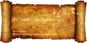 Örmény Kamil névjegykártya